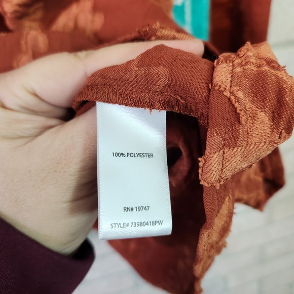 PIONEER WOMEN  Womens Orange Floral Stitch Shirt Tunic NWT XXL - Picture 4 of 15